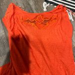 Free People  Orange Embroidered mesh Top M Photo 11