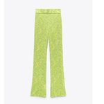 ZARA NWT  HIGH RISE FLARED JACQUARD PANTS  GREEN Photo 6