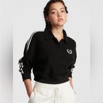 PINK - Victoria's Secret Victoria’s Secret PINK Preppy Cropped Polo Sweatshirt Black White Small Photo 1