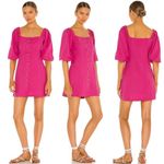 l*space L*  Dress Women Small Pink Linen Blend Square Neck Marina Button Front Mini Photo 1