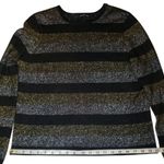Who What Wear black gold silver metallic glitter striped long sleeve sweater L Photo 5