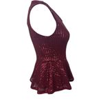 Grace Karin Red Sequin Peplum Sleeveless Blouse Top Size Small Holiday Party Photo 5