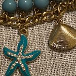 Gold tone nautical necklace starfish shell fish Photo 1