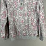 Vintage Paisley Sweatshirt Polo Women Gray‎ Metallic Pink Long Sleeve Medium Top Gray Photo 3