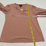JM Collection Puff Sleeves Tee Shirt Top V-Neck Stretchy Pink Sunstone Small Photo 5
