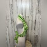Green & White Striped Halter Crop Top – Tie Back – Size S NWT Photo 2