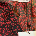 ZARA NEW Long Sleeve Animal Print Burgandy Ruffle Dress Size Medium Elastic Band Photo 5