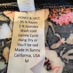 Honey & Lace short sleeve top mixed floral and striped print NWT Sz M Black Size M Photo 4