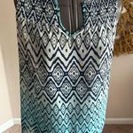 Iz Byer  Teal and White Geometric Blouse Photo 0