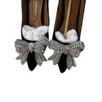 Kurt Geiger  London - Belgravia Velvet Rhinestone Bow Pumps in Black & Silver Photo 3