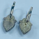 Multicolor Abalone Shell Pierced Earrings in Silver Tone Metal Photo 3