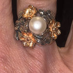 NWT OR PAZ 925 STERLING SILVER WHITE PEARL FLOWER RING SZ 7.25 MADE IN ISRAEL PZ Photo 0