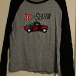 Gray and Black Long Sleeve Shirt with Red Truck Design Size M Photo 0