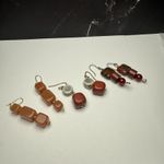 Stone Bead Dangle Drop Pierced Earrings Lot Of 3 Beaded Photo 9