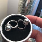 Beautiful 18k Gold Filled Zirconia/ Pearl Hoop NIB Gray Photo 0