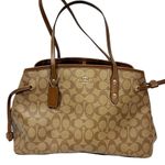 Coach Tan Signature Pvc Drawstring Carryall Satchel Handbag Womens Style F57842 Photo 0