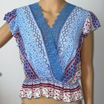 Gypsies & Moondust croptop NWOT Blue Purple Large Photo 0