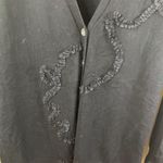 DKNY Women's Black Cardigan Sweater Large Ruffle Detail Long Sleeve Career Wear Photo 2