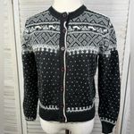 J. JORDAN Vintage 80's Angora Blend Reindeer Fair Isle Cardigan Black/White Photo 0