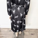ZARA [] Black Zebra Novelty Print Belted Shirt Dress Midi Blogger Fave Sz Large L Photo 6