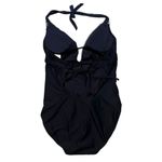 Kona Sol NWT,  Crochet Trim Plunge One Piece Swimsuit (Navy/White), Sz XL Photo 5