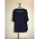 Ava & Viv  floral frilly V-Neck lined Short Sleeve Shirt Sz 3X Black NWT Photo 3