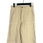 ZARA Cargo Relaxed Cotton Straight Leg Pants Zip Button 4 Pocket XS Cream #3188 Photo 2