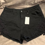 Forever 21  crochet side black denim shorts Photo 0