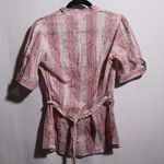 Y2K Pink Metallic Striped Glam Western Button Up Top Cowgirl Rodeo Cotton L Fang Size L Photo 2