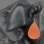 Cognac Faux Leather Teardrop Earrings Brown Photo 2