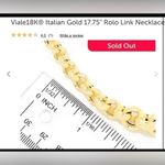 New Authentic Italian Viale 18k Yellow Gold Rolo Link Chunky Necklace Photo 8
