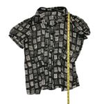 The Limited ‎ Womens Sheer Button Up Blouse Size L Short Sleeve Top Black White Photo 9