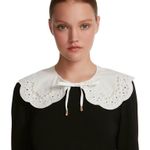 Steve Madden  Imitation-Pearl-Trim Eyelet Cotton Collar White OSFM NWT Photo 0