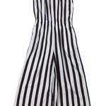 Loft  Striped Wide Leg Jumpsuit White Pink Brown Sleeveless Flowy Medium NWT Photo 0