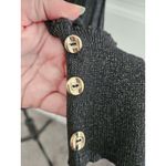 Nanette Lepore Black Lurex Ribbed Balloon Sleeve Sweater Silver Buttons sz M Photo 3