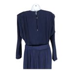 Vintage 80's Navy belted Jumpsuit batwing sleeves shoulder pads size X Small Blue Photo 9