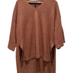 Eileen Fisher Terracotta High Low Knit Top Short Sleeve Wool Yak Alpaca Size S/M Photo 0