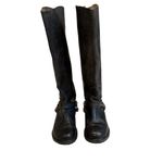Steve Madden Judgemnt Distressed Black Leather Fleur-De-Lis Riding Boots, Sz 10 Photo 4