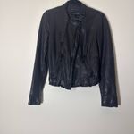 Andrew Marc  Lamb skin Leather butterfly lining moto jacket black size XS Photo 4