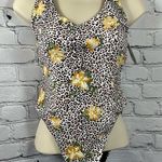 Hurley Jungle Cat Moderate Cheeky One Piece Swimsuit Cream, Brown Gold M NWT Photo 0