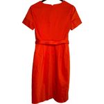 J.Crew  Short Sleeve Belted V Neck Sheath Midi Dress Lined Back Zip Up 6 Orange Photo 3