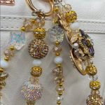 Handmade 🦊 Brown Fox Bag Charm Chain, Phone Chain, Keychain Bling Crystal Beads, Gold Photo 3