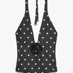 ZARA  Black Polka Dot Swimsuit with flower Photo 2