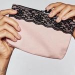 Ipsy Glam Bag IPSY Blushing Pink Cosmetic Bag Trimmed with Black Lace Photo 9