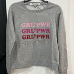 Rebecca Minkoff NWT Girl Power Graphic Gray Crewneck Sweatshirt Size Medium Photo 0