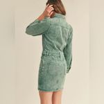 &merci &merci En Merci Acid Wash Denim Mini Dress Jean Balloon Sleeve Green Blue Small Photo 3