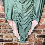 J.Crew New  Green Ruched Square Neck One-Piece Swim Bathing Suit Women's Size 24 Photo 3