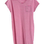 Lands' End  Vibrant Pink and White striped t-shirt Midi Dress casual vacation L Photo 0