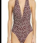Ganni  Women's Plunge Neck One Piece Swimsuit 34 Photo 0