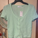 Elodie  Light Green Button Down Shirt Photo 0